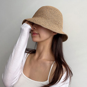 여름 자외선 차단 밀짚 벙거지 바캉스 버킷햇 지사 모자 (2 Color)