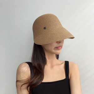 여자 햇빛 자외선 차단 챙넓은 밀짚 라피아 벨크로 모자 (3 Color)
