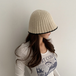 여성 가을 겨울 배색 뜨개 니트 보넷 벙거지 모자 (7 Color)