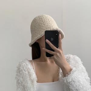 겨울 뽀글이 기본 베이직 여자 벙거지 니트 모자 버킷햇 (2 Color)